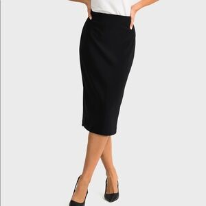 Nicole Bridger Black Midi Fitted Classic Career Skirt